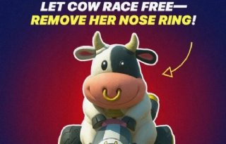 Dierenactivisten willen neusring uit koe in Mario Kart World